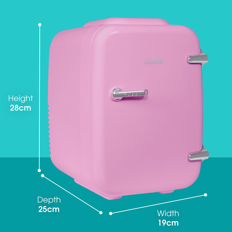 Abode, A4CLR201W, Retro 4L Cooler in White, Silver/Pink
