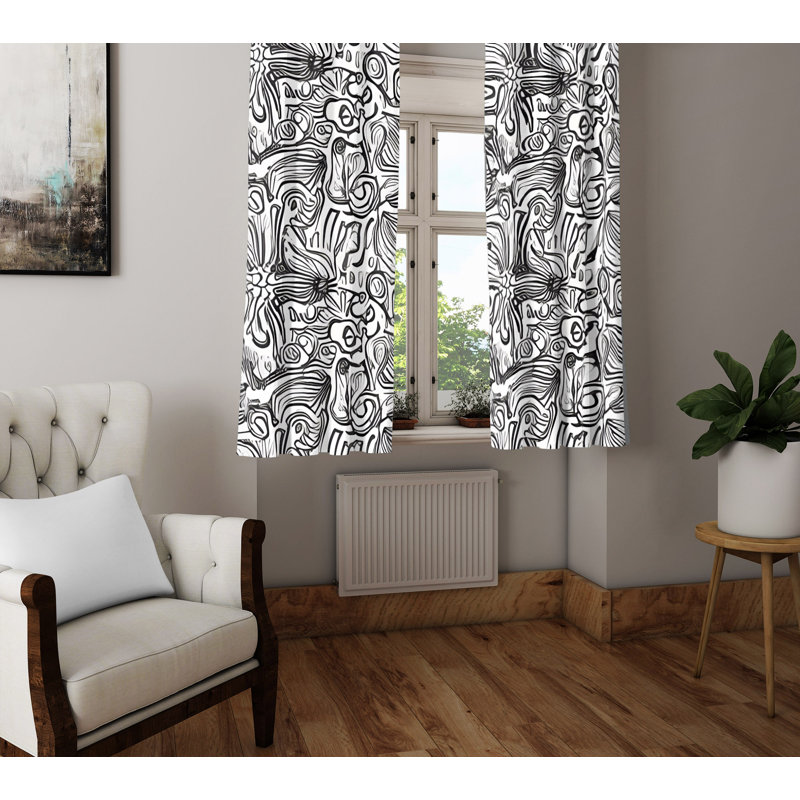 Paire de rideaux semi-transparents en polyester Barbare, L 40 po x L 61 po