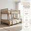Ensemble de lit superposé convertible en noyer double au-dessus de grand lit avec échelle et garde-corps - conception en bois massif 2-en-1 peu encombrant-312047269