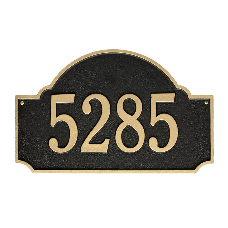 Plaque d'adresse murale sur 1 ligne Fitzwilliams, Noir / or, Oui