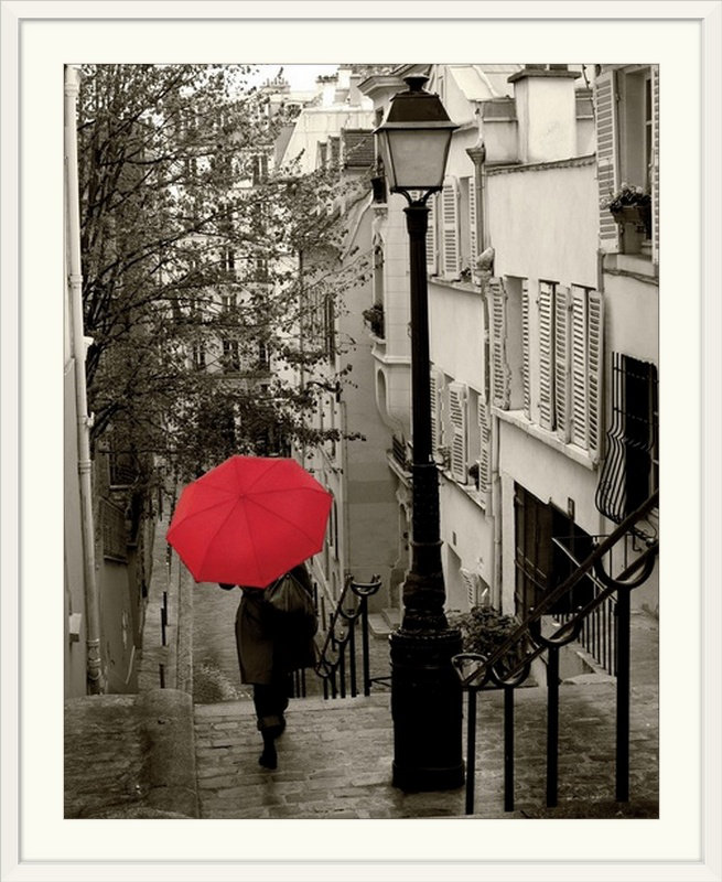 « ii » par sue schlabach, reproduction de photo Paris Stroll, Cadre blanc, H 28 po x l 24 po x p 1 po