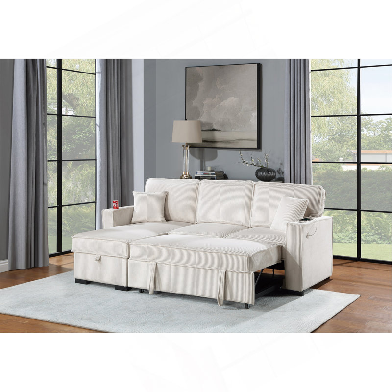 Ensemble de canapé convertible modulaire en velours côtelé réversible avec rangement pour canapé et canapé-lit 2 pièces