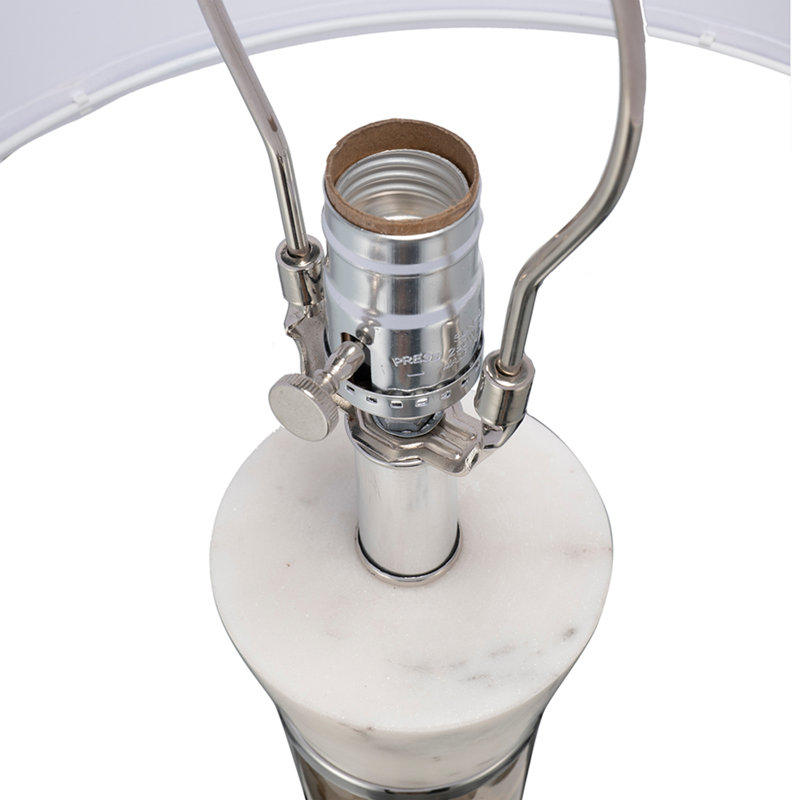 Lampe de table en marbre blanc et bronze avec cylindre en verre D15x30,2 po (assemblage de l'abat-jour requis)