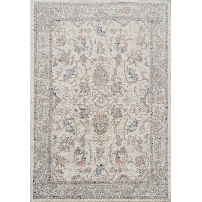 Abani Rugs Tinina Collection VEN130A Washable Traditional Blue Ivory Area Rug, 7'9" x 10'2"