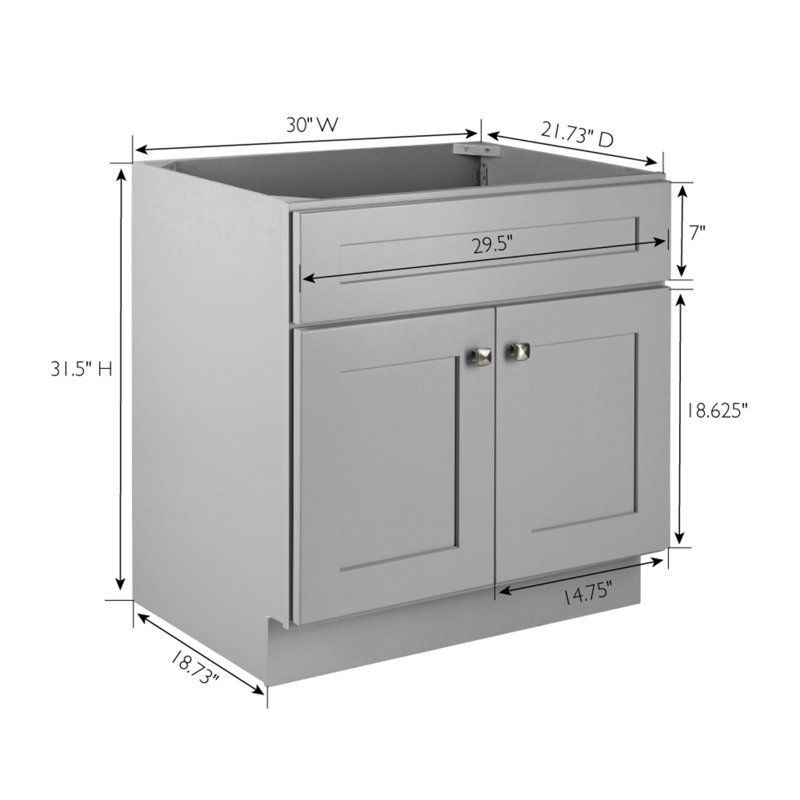 Brookings 30" Gray Solid Wood Bathroom Vanity Cabinet