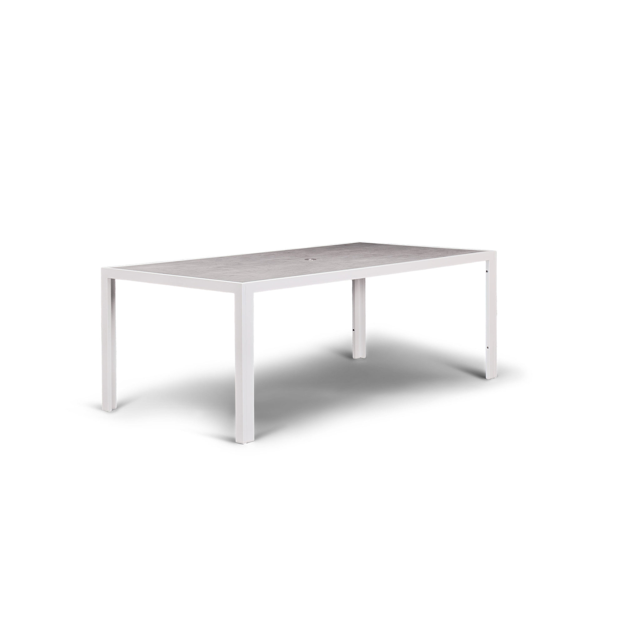 Deandra 82.75'' Ceramic Outdoor Dining Table, Concrete, White