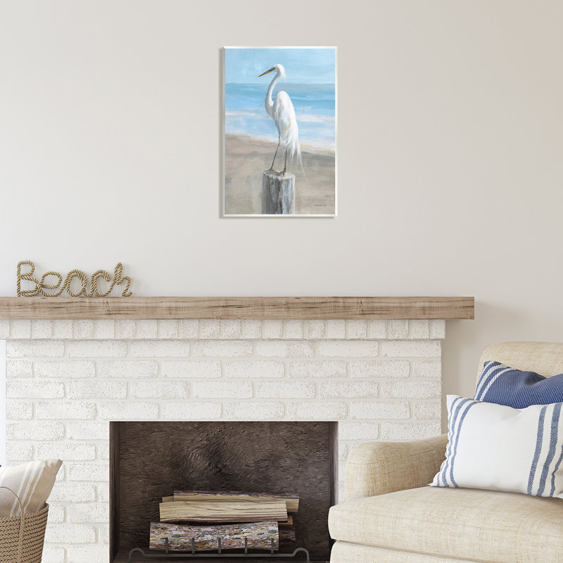 «Stupell Industries Egret Coastal Landscape», art mural sur toile par Danhui Nai, H 19 po x l 13 po x P 0,5 po