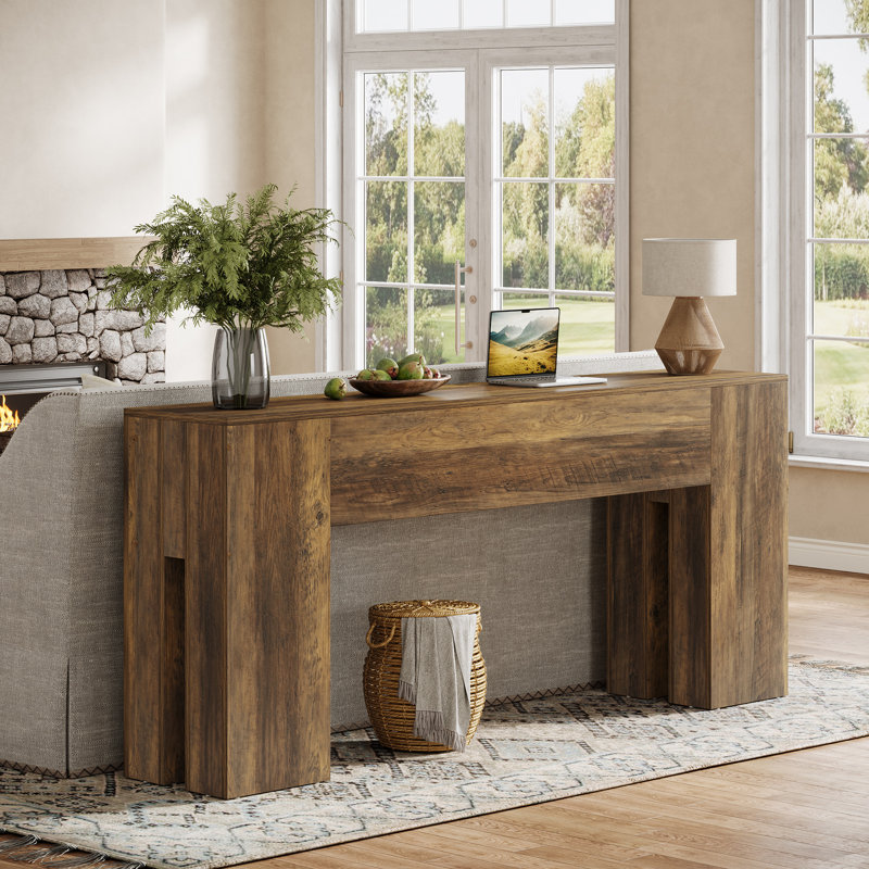 180cm Console Table, Dark Brown Wood