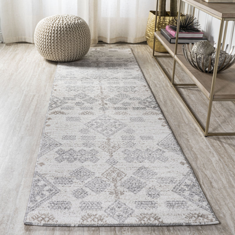 Bhalil Berber Diamond Geometric Beige/Gray Rug, Runner 2'3" x 10'