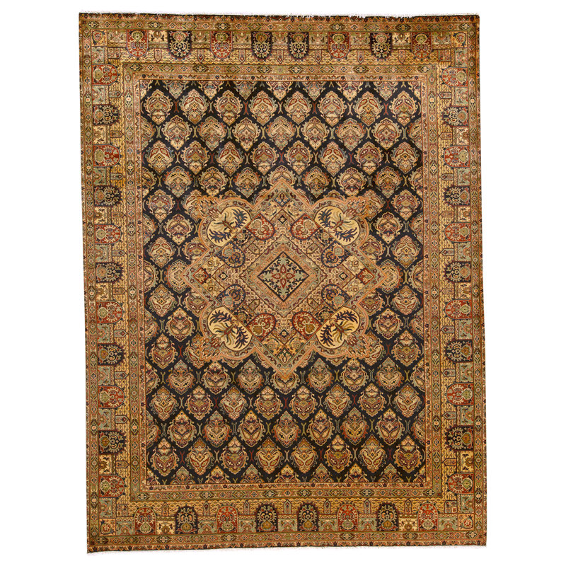Tapis noir noué à la main de haute qualité