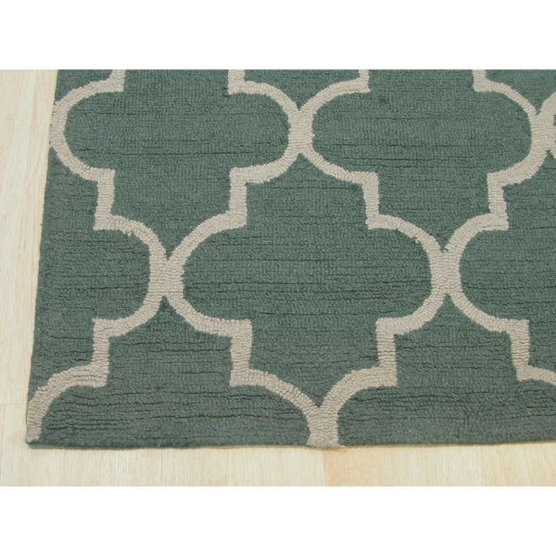 Hand Tufted Wool Area Rug in Green