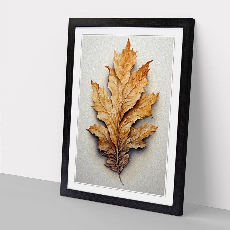 Leaf Tachisme - Single Picture Frame Print on Wood, 64cm H x 46cm W x 2cm D, Black