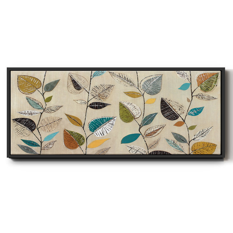 Dancing Leaves III- Framed Canvas, 8" H x 20" W