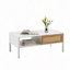Table basse de 40,16 po en rotin, porte coulissante pour le rangement, pieds en métal, table moderne pour le salon
