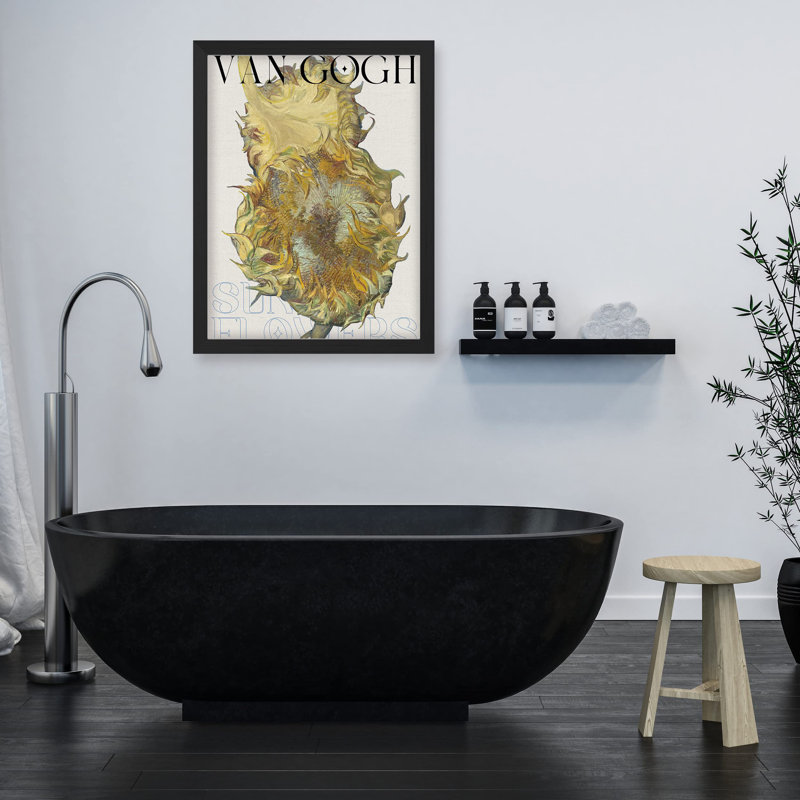 "Vincent Van Gogh tournesol en gros plan" sur papier, Noir