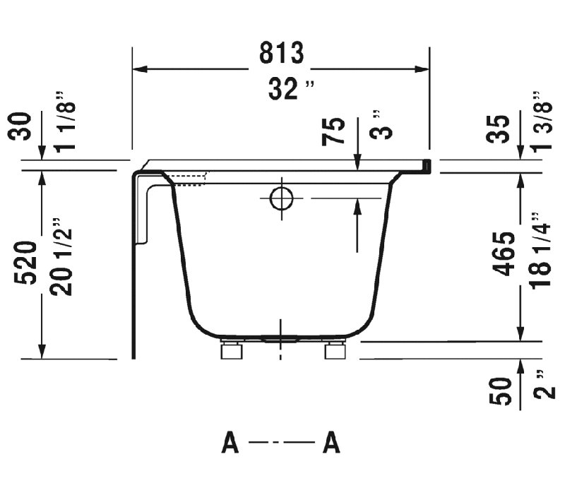 Architec 66" White Acrylic Alcove Soaking Bathtub
