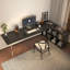 Noir + bureau rectangulaire en bois massif transparent + acrylique-108994814