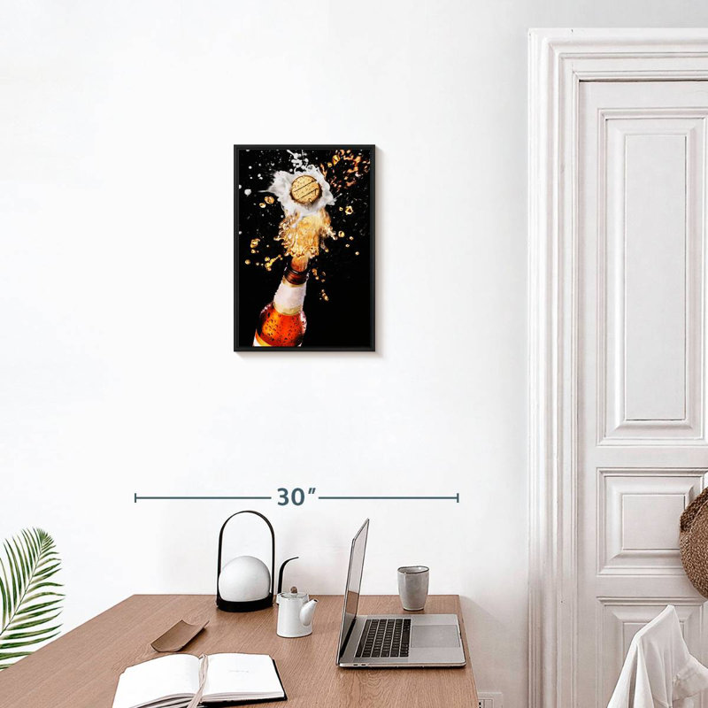 Beer Bottle Cap Pop, 13" X 19", Floating Frame Black