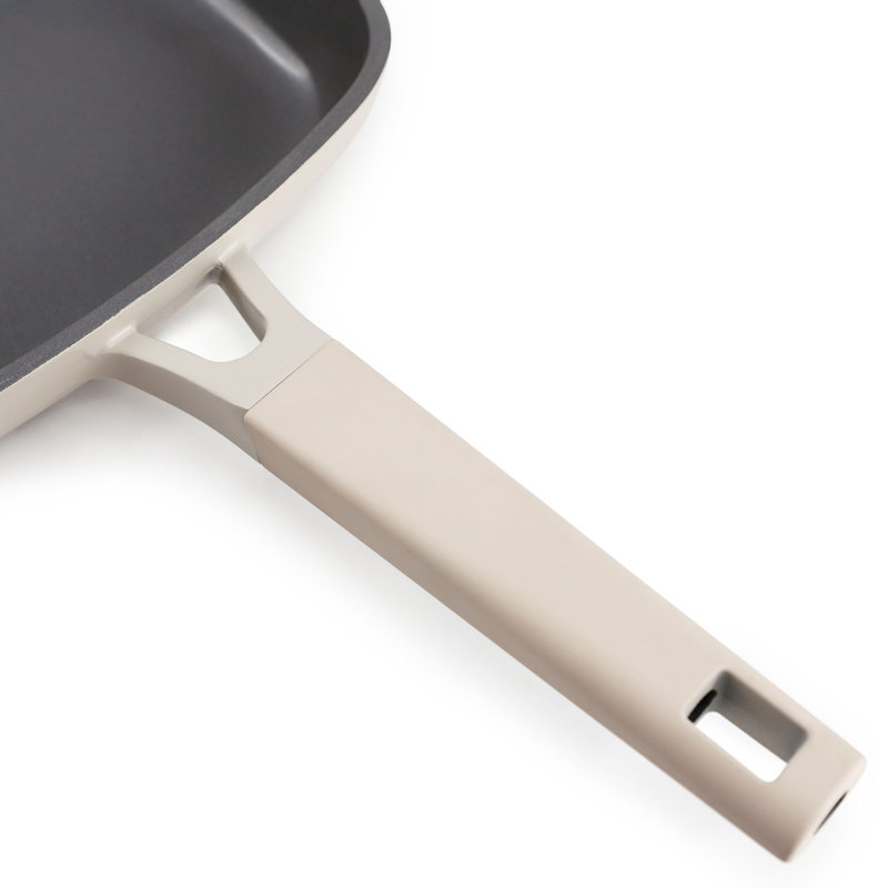 Gibson Elite Lancaster 10.2 Inch Ceramic Nonstick Aluminum Square Frying Pan in Beige, 10.2"