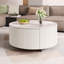 Table basse moderne et mobile avec roulettes, 2 tiroirs et plateau en marbre fritté élégant-239545654
