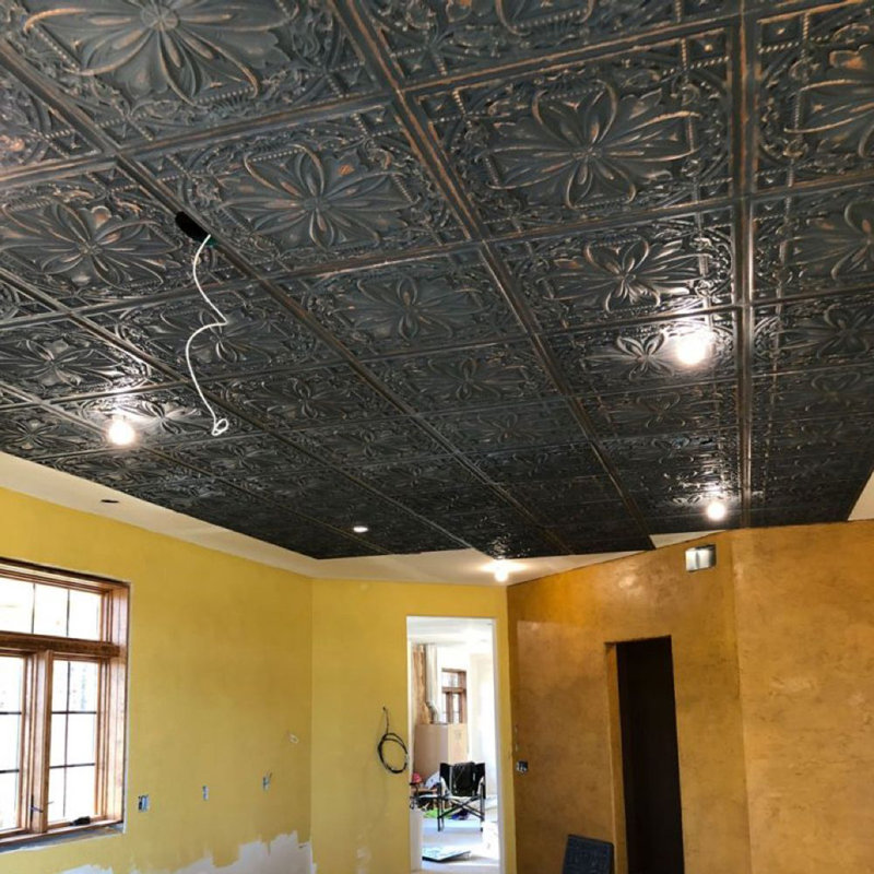 Milan 24'' x 24'' Antique Taupe Textured PVC Ceiling Tile