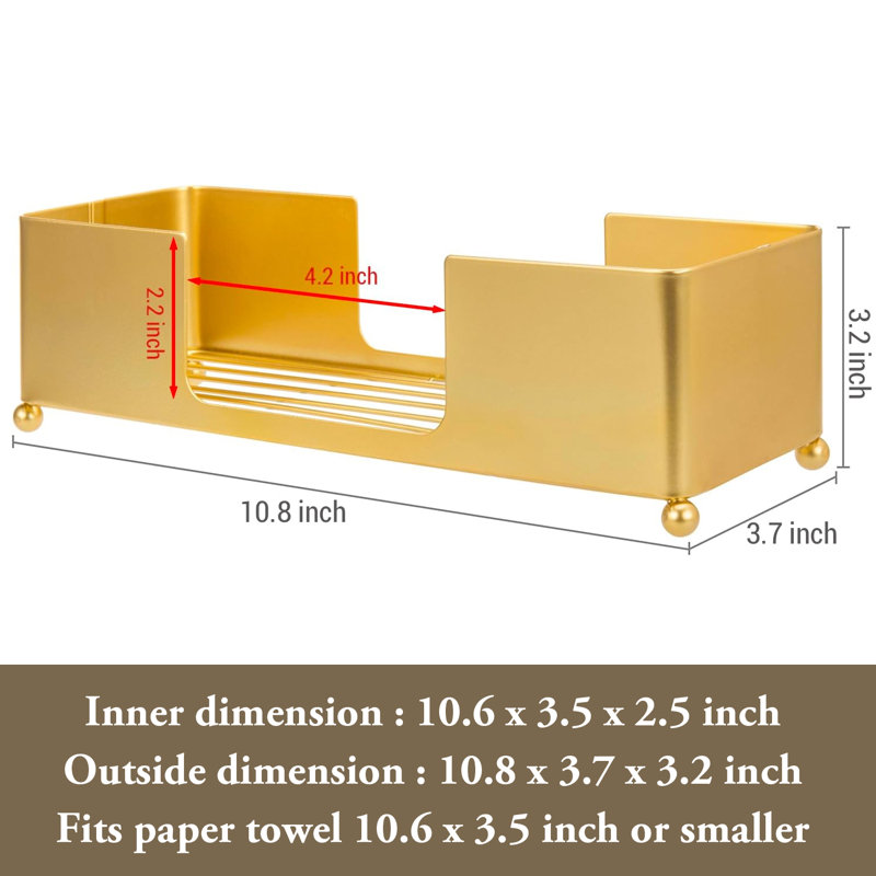 Modern Brass Metal Tabletop Paper Towel Holder with Ball Legs