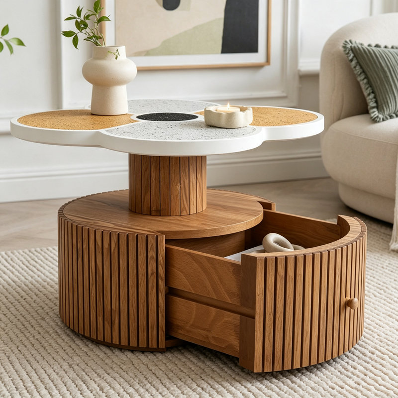 Table d'appoint à quatre feuilles Clover, Natural