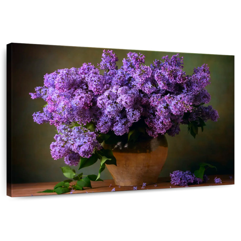 Vase Harnek de lilas mauves, H 26 po x l 39 po