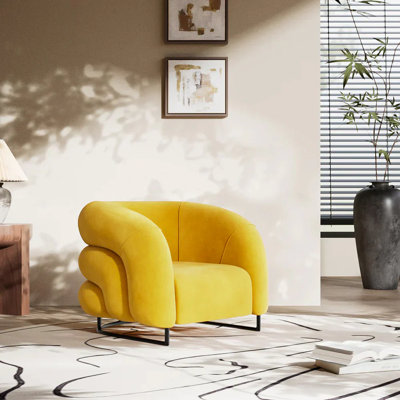 Accent Armchair Modern Upholstery Cloud-Inspired Cushion Design Sturdy Metal Base
