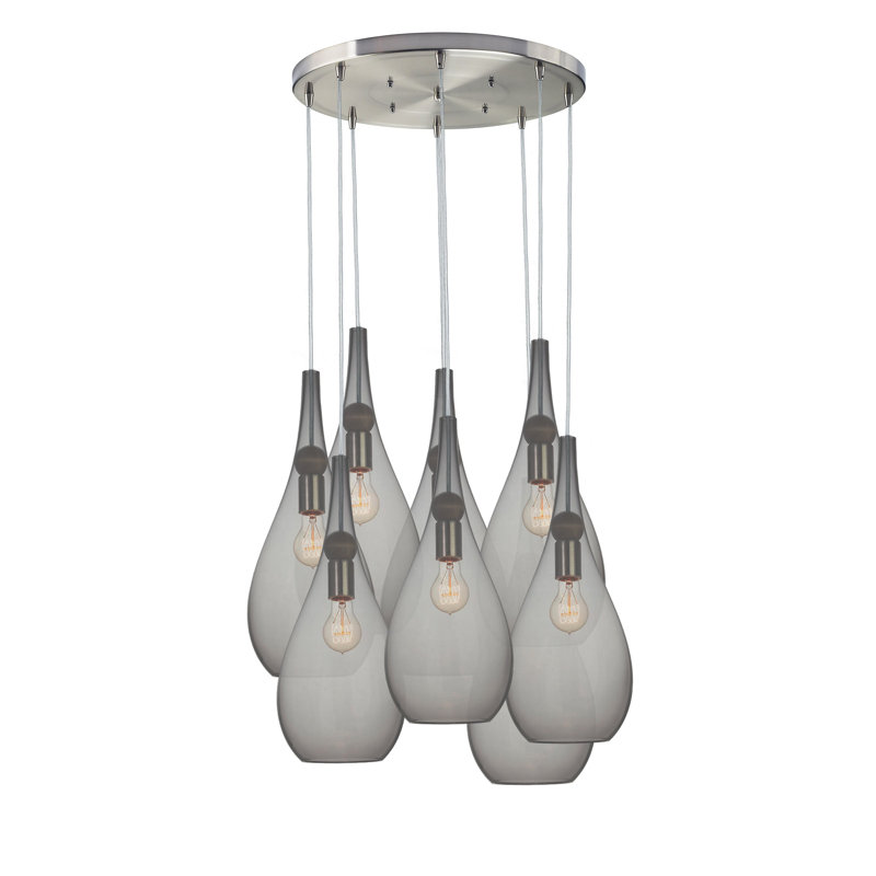 Earth 8 - Light Chandelier, No Bulb Included, Brushed Nickel, 108" H x 18" W x 18" D