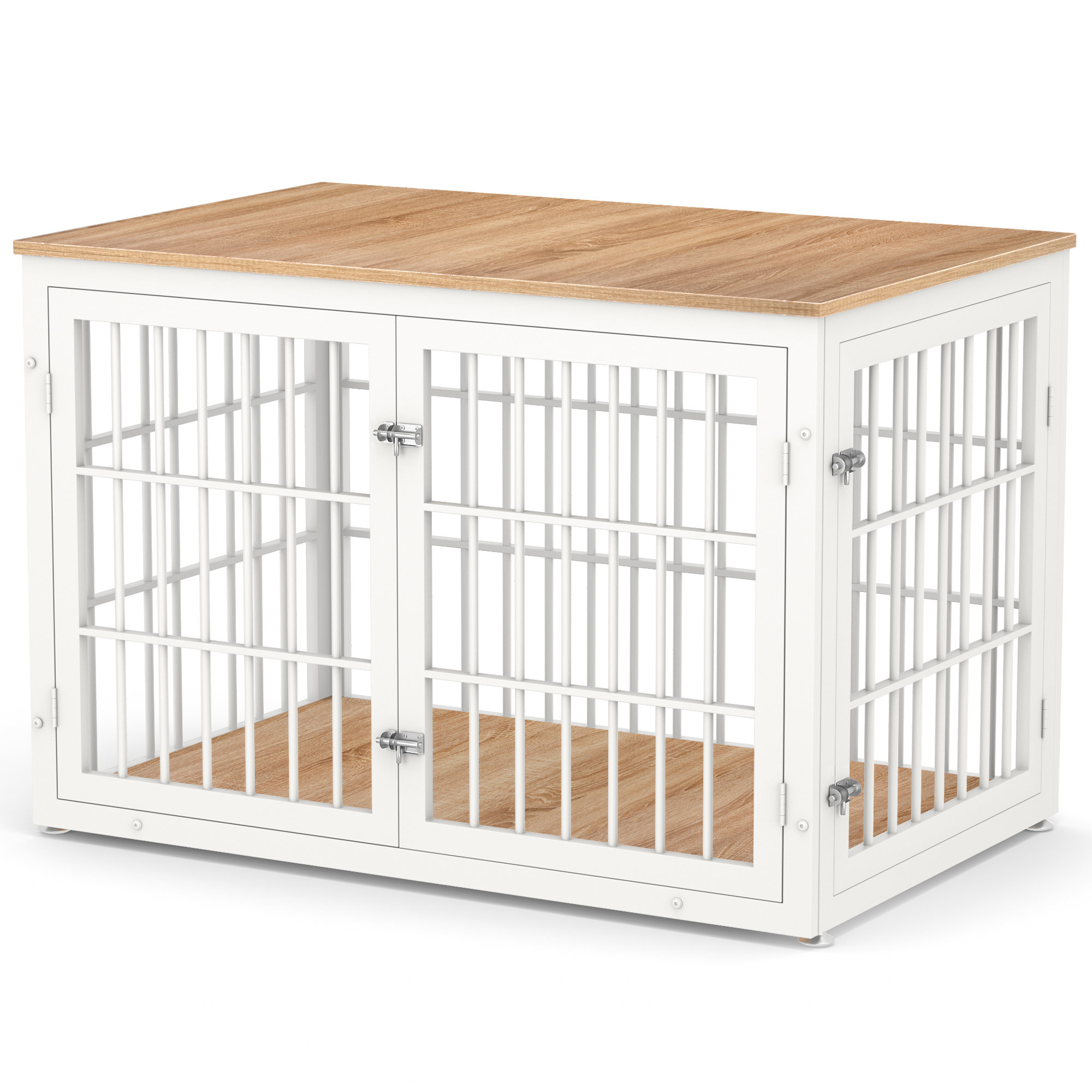 Tucker Murphy Pet™ Wood Dog Crate Furniture, Dog Kennel Double Doors ...