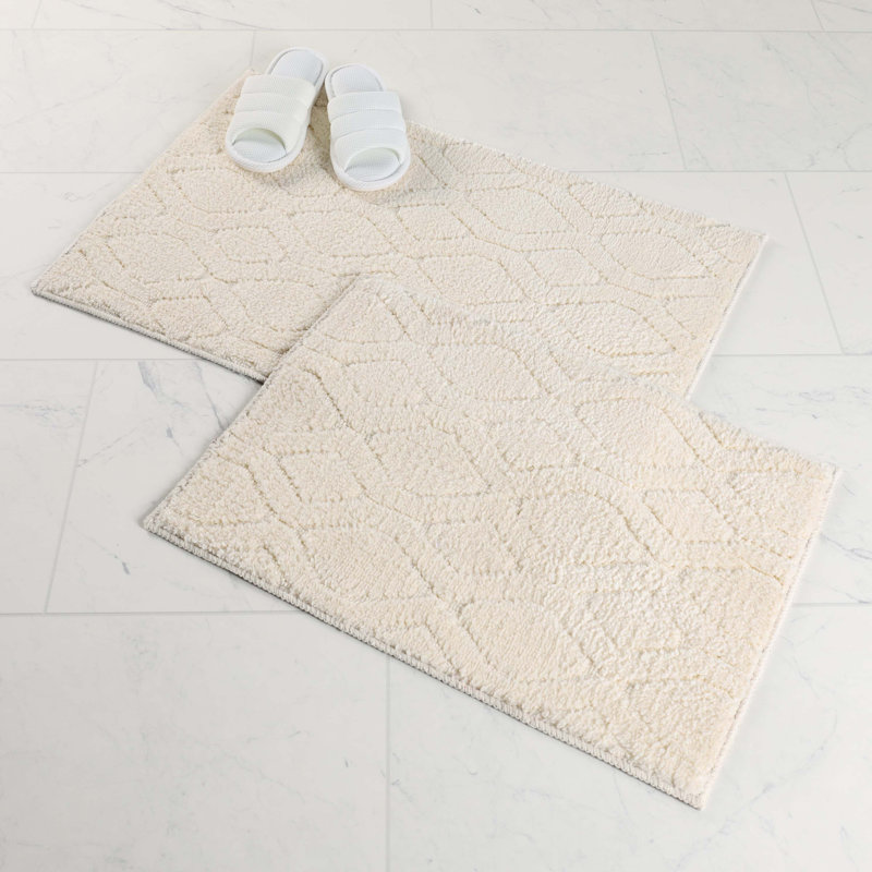 Ensemble de 2 tapis de salle de bain Brou, LARGE- 2 pièces, Ivoire ivoire