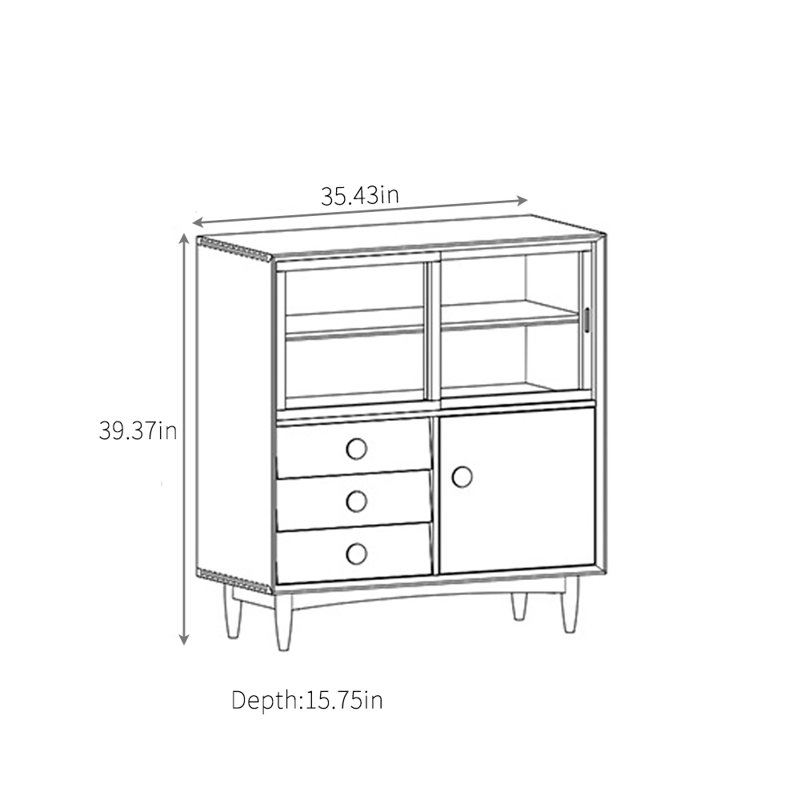 Simple Multi-Functional Sideboard, Walnut