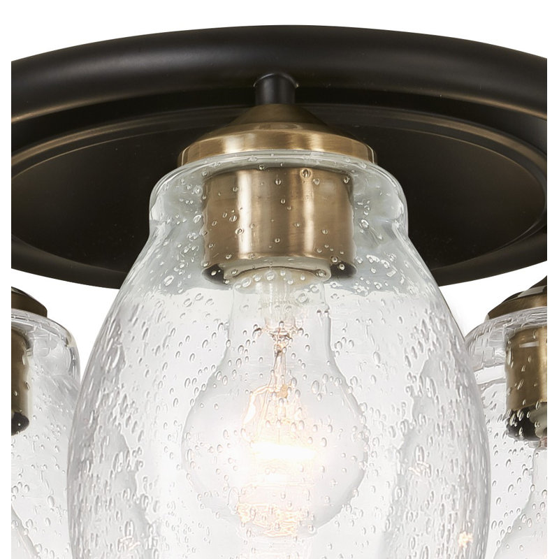 Halfon Glass Flush Mount, Black/Gold