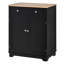 Armoire de rangement de cuisine moderne avec comptoir en bois d'hévéa massif HOMcom, buffet en acier noir avec 2 tiroirs, tablette et portes réglables