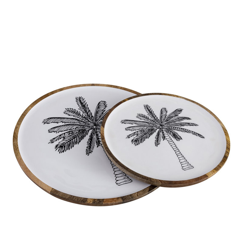 Assiette en bois de manguier naturel, H 1 po x l 12 po x P 12 po
