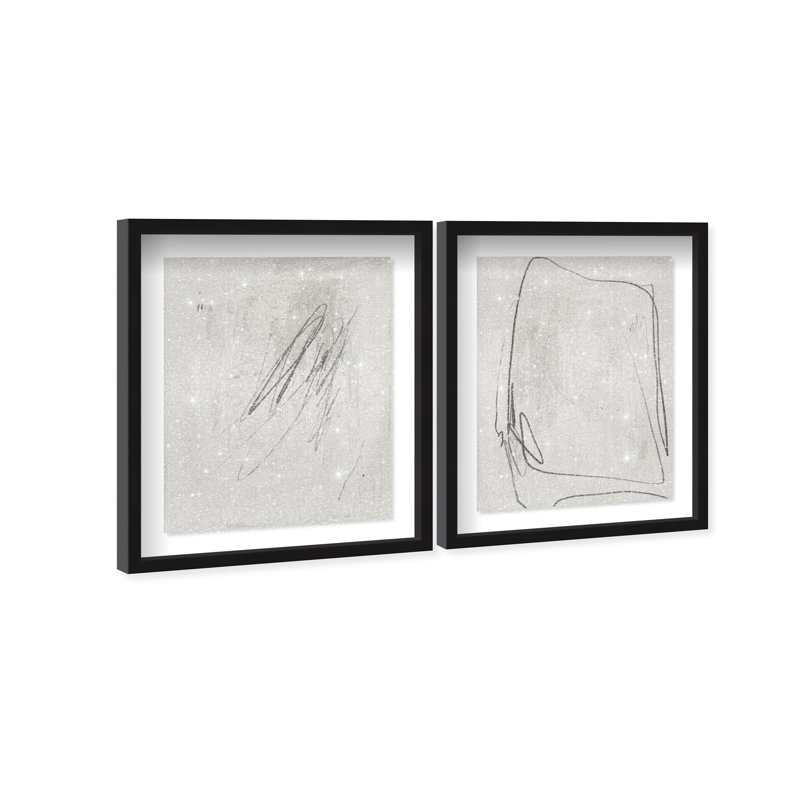 Modernist Set Shadowbox Abstract Print by Oliver Gal, Black Frame, 16 x 20, 17.5"H x 21.5"W, Black Shadowbox