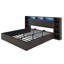 Base de lit avec rangement Shila 45,1 "avec station de charge, tête de lit bibliothèque à DEL et 2 tablettes latérales, grand lit, noir-105505026-105505028