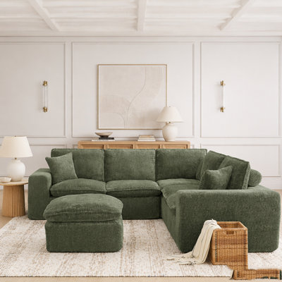 Canapé modulaire moderne en L avec repose-pieds mobile et nuage