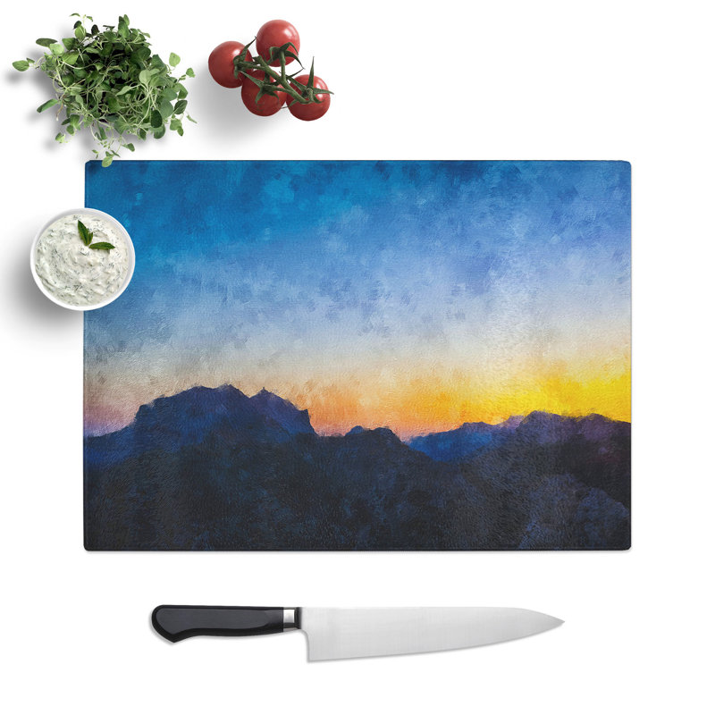 Tempered Glass Mountain Range in Spain Chopping Board, 20 cm x 28.5 cm