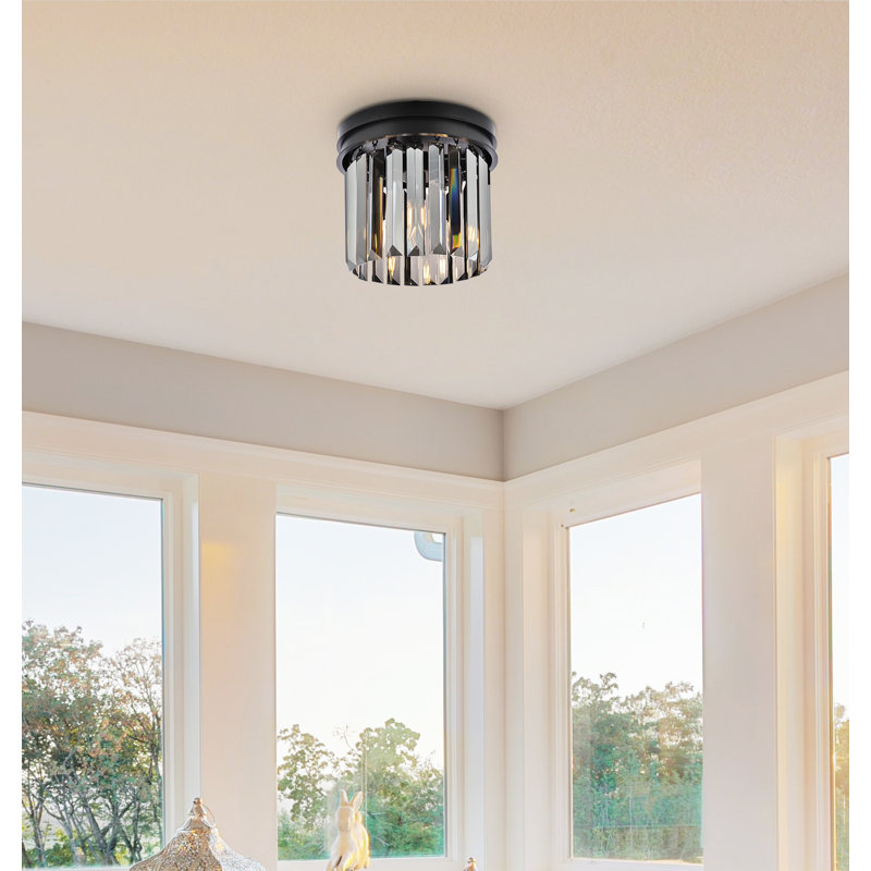 Yazmin Flush Mount, Gray, Matte Black
