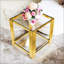 Table de bout moderne à miroir noir avec structure asymétrique en métal, tablette inférieure pour le salon, 19,9 po-1553819240