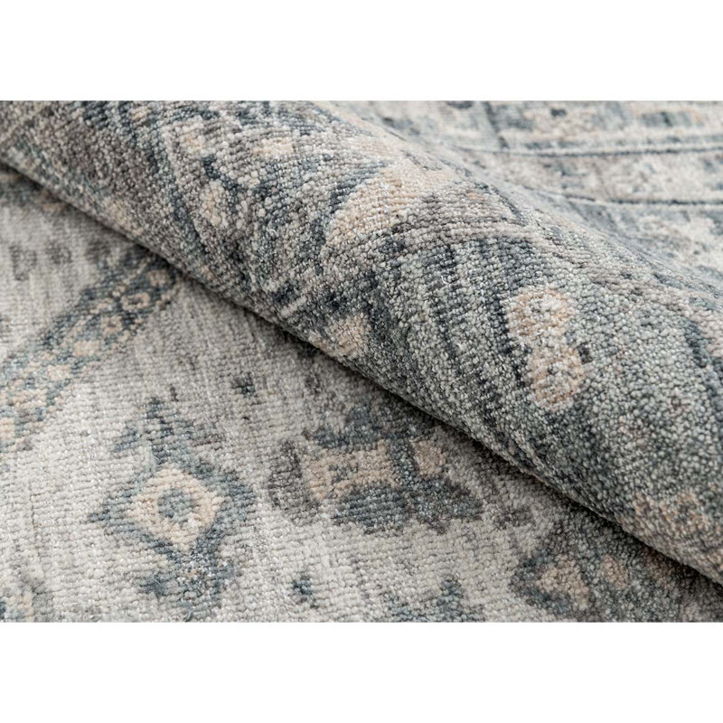 Wool Oriental Area Rug in Gray, Rectangle 9' x 12'