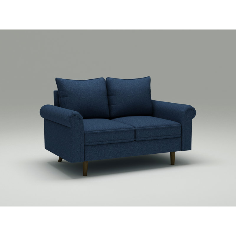 Causeuse à accoudoirs évasés 54 po Gail, Polyester bleu foncé
