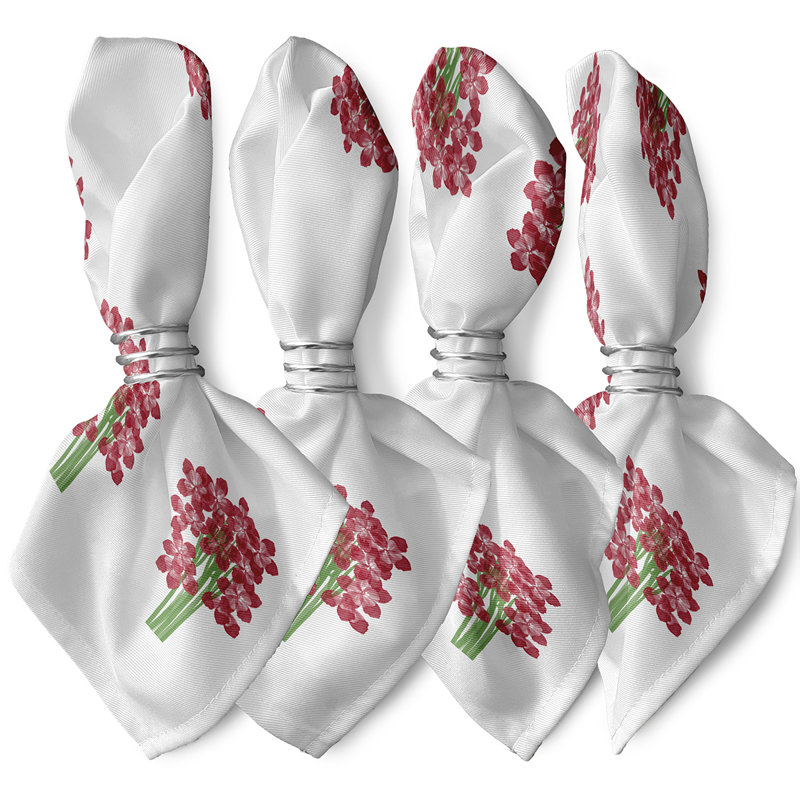 Cleven Polyester Floral Square Napkin, Red