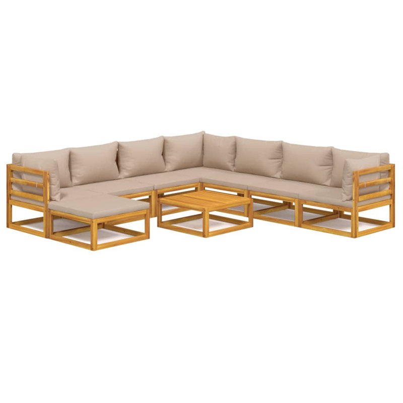Ensemble de conversation pour 8 personnes avec coussins, Taupe