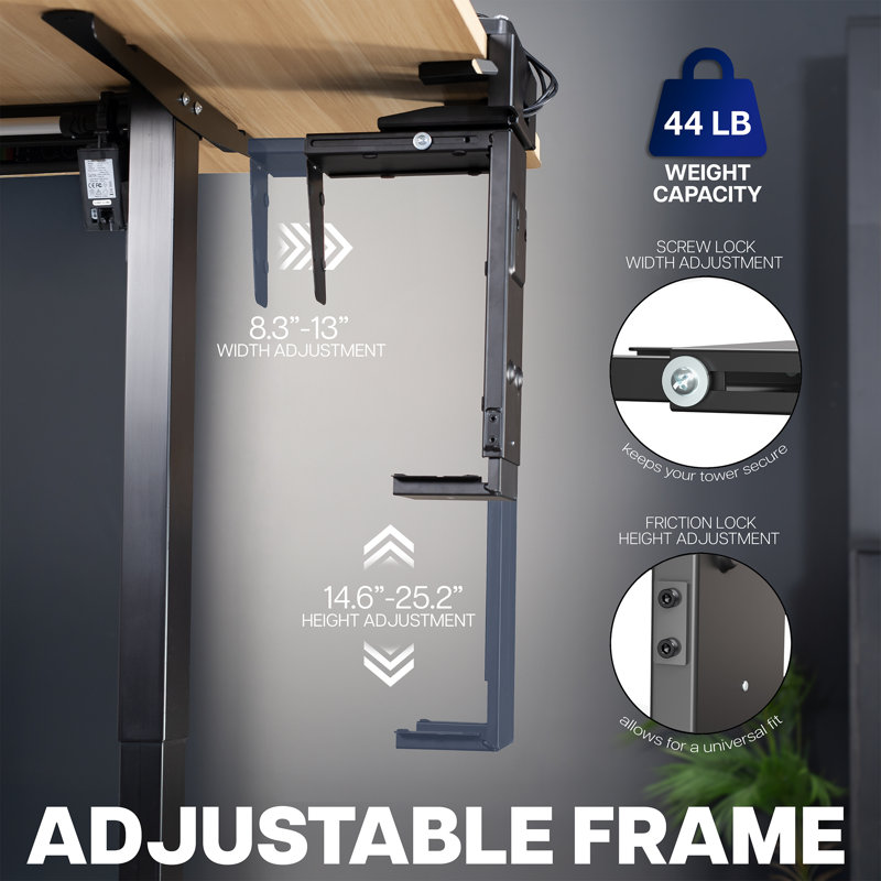 VIVO Large Clamp-on and Wall PC Mount, Computer Case Holder with 135° Swivel
