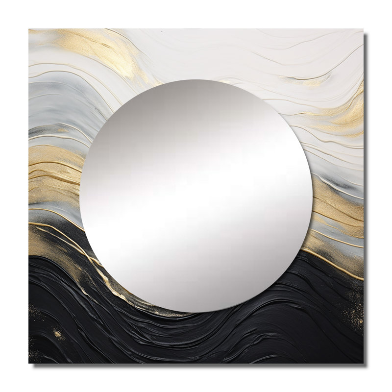 Annwyl Soft Wave Fusion II - Miroir carré à formes abstraites pour décoration murale, 23 po x 23 po