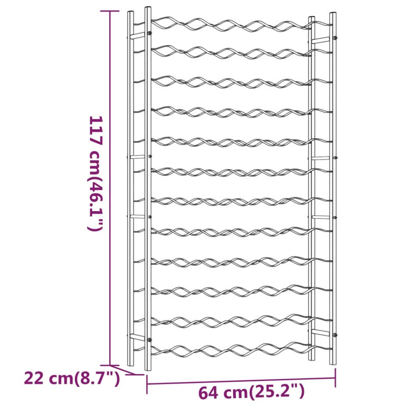 Cavedon 72 Bottle Floor Wine Bottle Rack, White, 117cm H x 64cm W x 22cm D