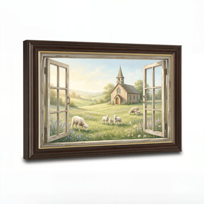 Natural Wood Framed,Canvas Wall Art for Living Room, Bedroom, Office or Entryway – Decorative Wall Decor with Pastoral Scene